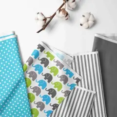 Bacati - Elephants Aqua/Lime/Gray 10 pc Crib Bedding Set with 2 Crib Fitted Sheets