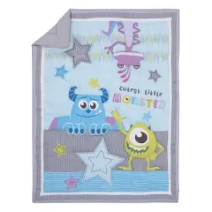 Disney Monsters, Inc. Cutest Little Monster Turquoise, Green, Purple, and Gray, Sully, Mike, and Randall 3 Piece Nursery Crib Bedding Set