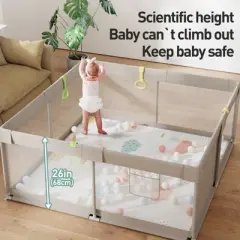 Fodoss Baby Playpen with Mat &ndash; 59x59in Safety Play Yard for Babies & Toddlers, Indoor & Outdoor Activity Center, Toddler Fence