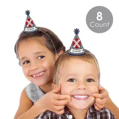 Big Dot of Happiness Railroad Party Crossing - Mini Cone Steam Train Birthday Party or Baby Shower Hats - Small Little Party Hats - Set of 8
