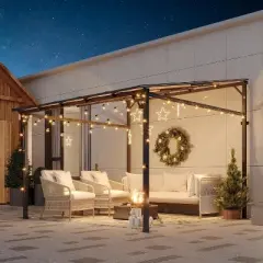 10 x 10 Outdoor Lean to Metal Awnings Large Gazebo, Hard Top Lean to Pergola Wall-Mounted