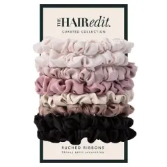 The Hair Edit Ruched Ribbon Skinny Satin Scrunchies - 8pk