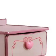 2 Drawer Wooden Nightstand with Heart Knob Pulls Pink - Benzara