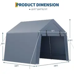GustoWave Waterproof Outdoor Storage Shed Carport for Motorcycle, Garden Tools