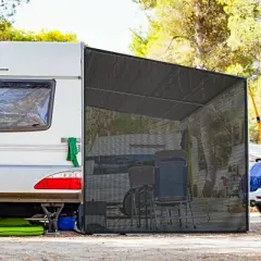 Costway 9' x 7'RV Awning Side Shade Black Mesh Screen Sunshade with Complete Kits