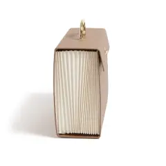 U Brands 19 Pocket Recycled Pleather Expandable File Light Brown: File Organizer & Holder, Letter Size, Storage Bin