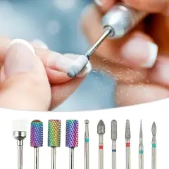 Unique Bargains Nail Drill Bits Set for Acrylic Gel Nails Cuticle Remover Drill Bits Nail Care Supplies 10 Pcs
