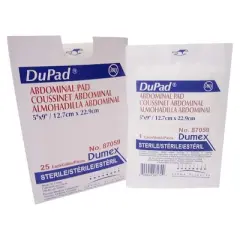 DuPad White Abdominal Pad Sterile 5 X 9 Inch 87059, 25 ct