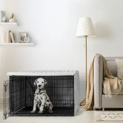 Sweet Jojo Designs Dog Crate Kennel Cover 36in. Stripe White and Grey