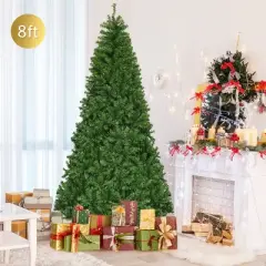 Costway 8Ft Pre-Lit Artificial Christmas Tree Hinged 750 LED Lights