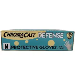ChromaCast Defense Disposable Clear Nylon Work Bench Gloves, 100 Pack - Latex Free, Medium