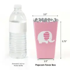 Big Dot of Happiness Pink Elephant - Girl Baby Shower or Birthday Party Favor Popcorn Treat Boxes - Set of 12