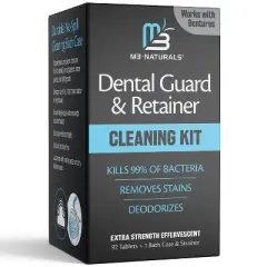 Mint Retainer Cleanser Tablets with Soak Container Kit, Universal Denture Cleaning Tablets, Removes Stains Odor, M3, 92 Tablets & 1 bath case