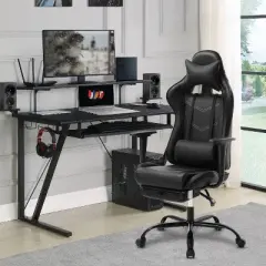 FDW Racing Gaming Chair Video Game Chairs with Computer Desk PU Leather Headrest Lumbar Support & 360&deg;-Swivel Seat
