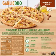 Freschetta Garlic Duo Sausage Frozen Pizza - 20.35oz