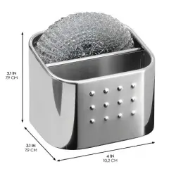 iDESIGN Forma Polished Stainless Steel Sink Organizer Set with Sponge and Scrubby: Kitchen Storage, Hand Wash, 3.5" Height