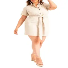 ELOQUII Women&rsquo;s Plus Size Denim Mini Dress