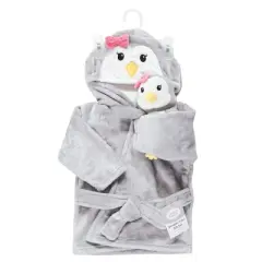 Luvable Friends Infant Girl Plush Bathrobe and Toy Set, Girl Penguin, 0-9 Months