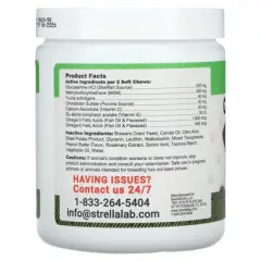 StrellaLab Glucosamine Chews, For Dogs and Cats, Peanut Butter, 120 Soft Chews, 10 oz (288 g)