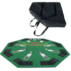 DSVIMOY 48" Folding Poker Tabletop for 8-Player, Portable Game Layout Mat, Green, 48"*48"*0.5"