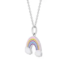 Girls' Colorful Rainbow Sterling Silver Necklace - In Season Jewelry