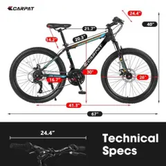 INFURNIC Bicycles 26 Inch Mountain Bike with Shimano 21 Speeds and Mechanical Disc Brakes for Teens and Adults, Blue, 71"*25"*39.3"