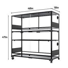 REPTIZOO Full Tempered Glass Terrarium 48 x 18 x 18 inches with Wheels-2pack