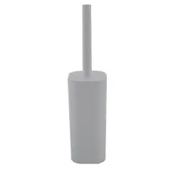 Acrylic Square with Rounded Edges Toilet Brush Holder with Lid Gray - Bath Bliss
