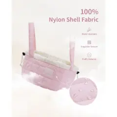 Narwey Barrel Drawstring Makeup Bag, Large Quilted Puffer Cosmetic Bag