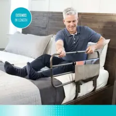 Signature Life Sleep Safe Bed Rail, Adjustable Safety Railing for Seniors, Champagne Gold