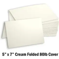 Hamilco Blank Greeting Cards 5x7 Folded Cream Card stock 80 lb Cover 100 Pack