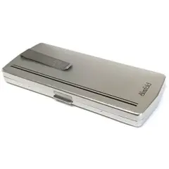 SlimFold Kanda (005) of Japan Folding Reading Glasses with Case in Gun-Metal/Blue Light Filter Lenses +3.00