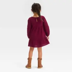 Toddler Girls' Floral Long Sleeve Dress - Cat & Jack&trade; Burgundy