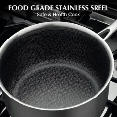 KOCH SYSTEME CS Hybrid Nonstick Stainless Steel Saucepan with Nonstick Honeycomb Interior, Silver