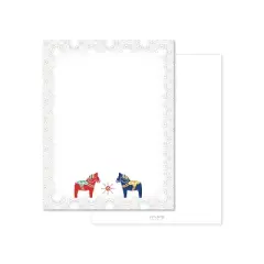 Paper Frenzy Swedish Nordic Star Dala Horse Christmas Holiday Letterhead Paper Pack of 75