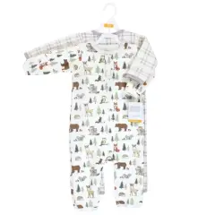 Hudson Baby Infant Boy Premium Quilted Coveralls, Forest Animals