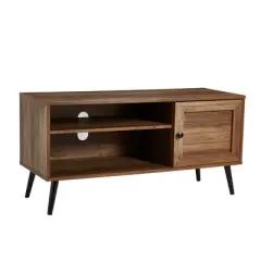 Jomeed Retro Mid Century Modern Wooden TV Entertainment Center Console for TVs with Storage Shelves for Living Rooms and Bedrooms