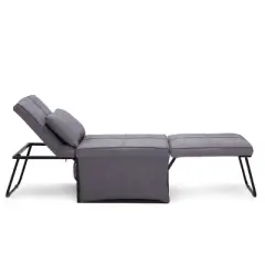 JOMEED CC70 4-in-1 Multi Function Folding Single Sofa Convertible Sleeper Bed with Retractable Footrest and 5 Level Adjustable Backrest, Gray