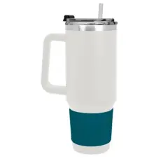 NHL San Jose Sharks White Colossus Travel Mug with Team Color Silicon Gripe - 40oz