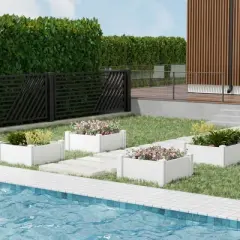 Lirago 28" x 28 x13" White PVC Modular Garden Fence Panel Durable Easy to Install Soil Improvement Solution