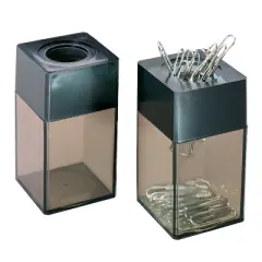 CLN Charles Leonard Magnetic Paper Clip DispenserBlack/Clear15/Bundle (CHL010B)