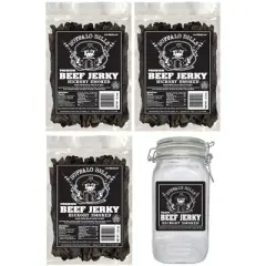 Buffalo Bills Hickory Smoked Beef Jerky 3 Bag Starter Kit (3 bags and 1 jar)