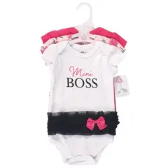 Little Treasure Baby Girl Cotton Bodysuits 3pk, Mini Boss