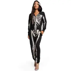 Tipsy Elves Halloween Skeleton Costume for Men - Comfy Easy Adult Onesie Jumpsuit - Men's Gold Skeleton Jumpsuit Halloween Costume Size Large