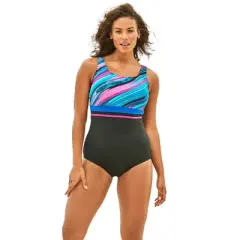 Swim 365 Women&rsquo;s Plus Size Empire-Waist Swimsuit with Molded Bra