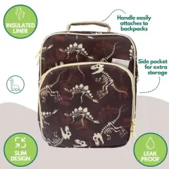 Bentology Lunch Box Set for Kids - Boys Insulated Lunchbox Tote, Water Bottle, and Ice Pack - 3 Pieces - Dinosaur