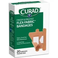 Curad Flex-Fabric Fingertip & Knuckle Bandages Assorted Sizes, 20 Count