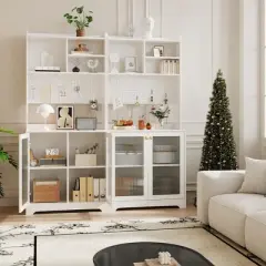 Coucheta 71" Pantry Cabinet - Wooden Sideboard with Microwave Stand, Pegboard & Hutch, Storage Organizer for Dining/Living Room