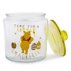 Silver Buffalo Disney Winnie the Pooh Glass Snack Jar Container With Lid | 6 Inches Tall