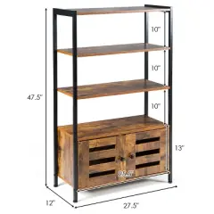 Costway Industrial Storage Cabinet Bookshelf Bookcase Bathroom Floor Cabinet W/3 Shelves